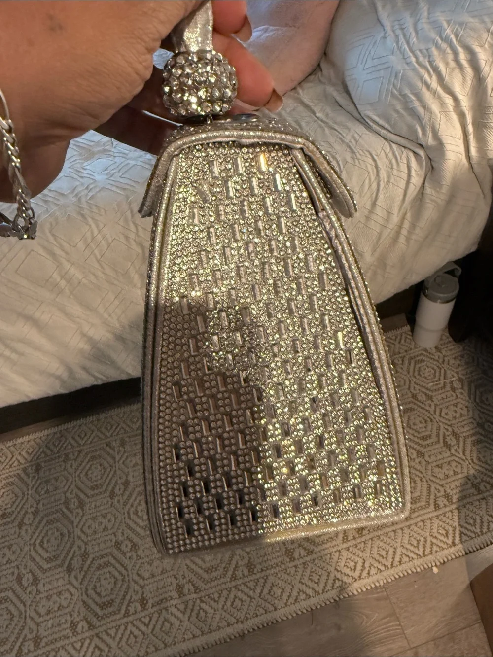 Silver Crystal Pyramid Evening Bag